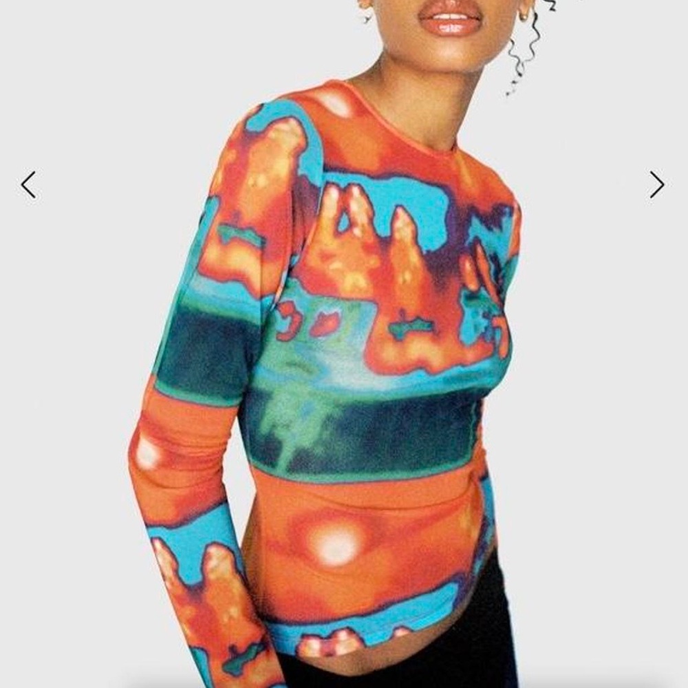 Miaou Mesh Long Sleeve Sheer Thermal Multi Color Shirt